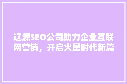 辽源SEO公司助力企业互联网营销，开启火星时代新篇章