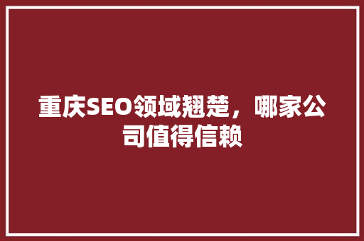 重庆SEO领域翘楚，哪家公司值得信赖