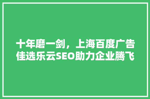 十年磨一剑，上海百度广告佳选乐云SEO助力企业腾飞