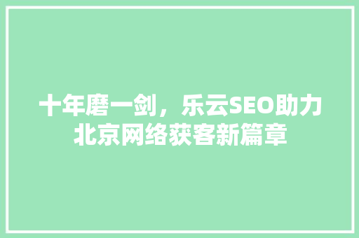 十年磨一剑，乐云SEO助力北京网络获客新篇章