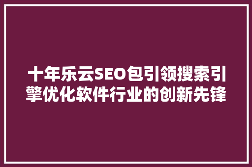 十年乐云SEO包引领搜索引擎优化软件行业的创新先锋