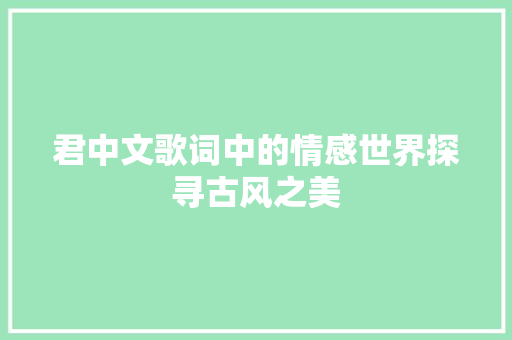 君中文歌词中的情感世界探寻古风之美