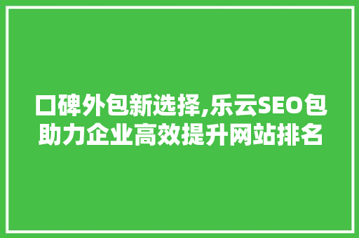 口碑外包新选择,乐云SEO包助力企业高效提升网站排名
