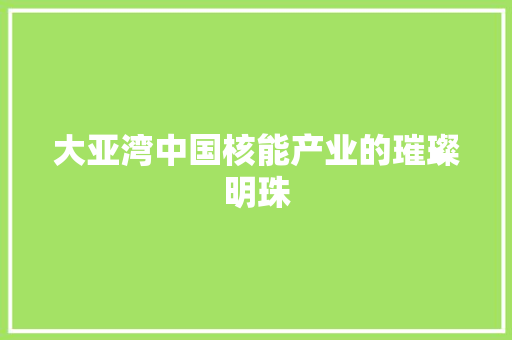 大亚湾中国核能产业的璀璨明珠