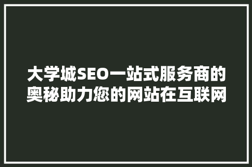 大学城SEO一站式服务商的奥秘助力您的网站在互联网时代脱颖而出