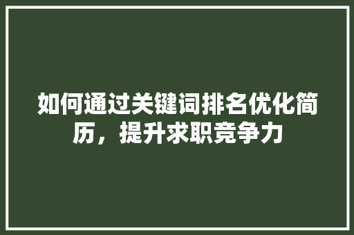 如何通过关键词排名优化简历，提升求职竞争力