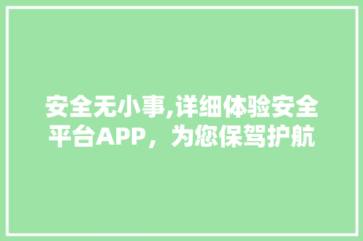 安全无小事,详细体验安全平台APP，为您保驾护航