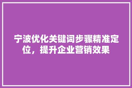 宁波优化关键词步骤精准定位，提升企业营销效果