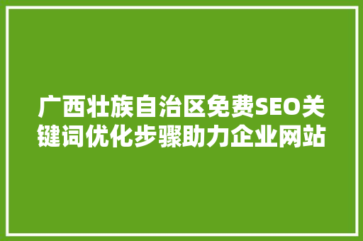 广西壮族自治区免费SEO关键词优化步骤助力企业网站排名提升
