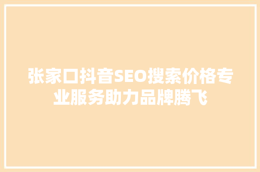 张家口抖音SEO搜索价格专业服务助力品牌腾飞