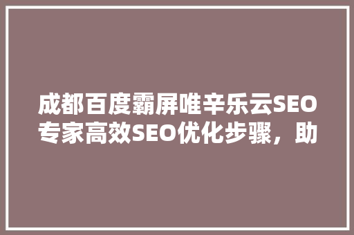 成都百度霸屏唯辛乐云SEO专家高效SEO优化步骤，助力企业腾飞