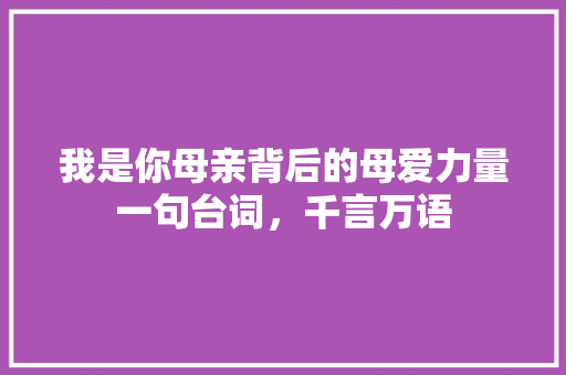 我是你母亲背后的母爱力量一句台词，千言万语