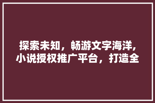 探索未知，畅游文字海洋,小说授权推广平台，打造全民阅读盛宴