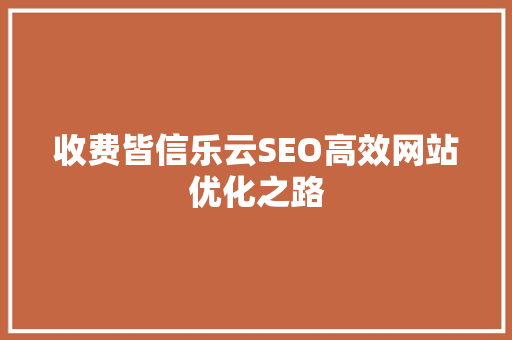 收费皆信乐云SEO高效网站优化之路