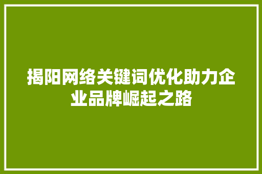 揭阳网络关键词优化助力企业品牌崛起之路