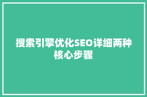 搜索引擎优化SEO详细两种核心步骤