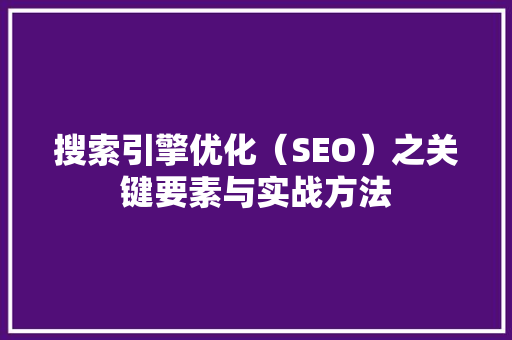 搜索引擎优化（SEO）之关键要素与实战方法
