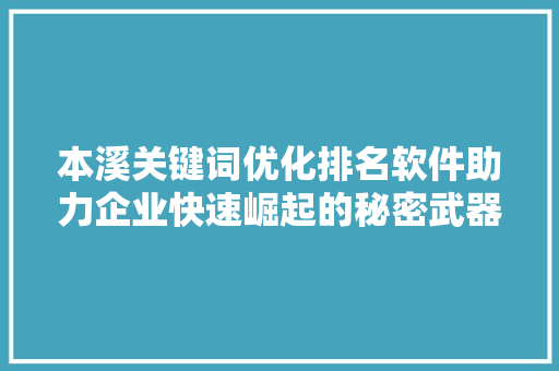 本溪关键词优化排名软件助力企业快速崛起的秘密武器
