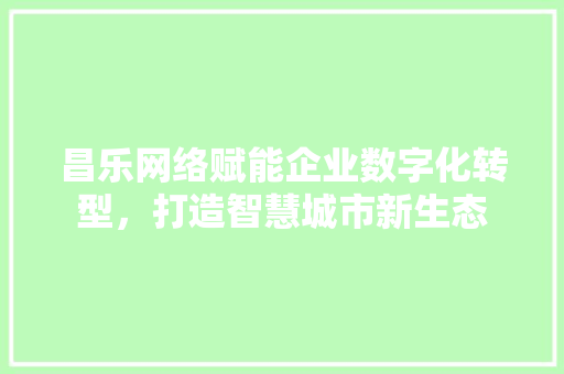 昌乐网络赋能企业数字化转型，打造智慧城市新生态