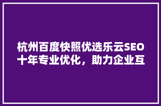 杭州百度快照优选乐云SEO十年专业优化，助力企业互联网腾飞
