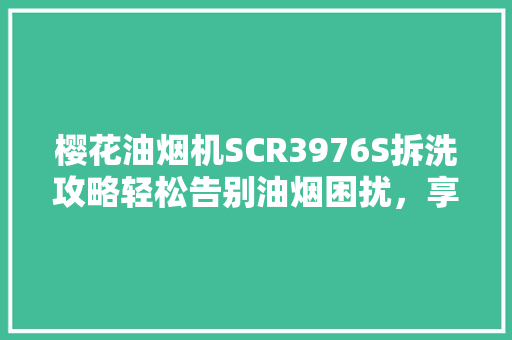 樱花油烟机SCR3976S拆洗攻略轻松告别油烟困扰，享受健康烹饪生活