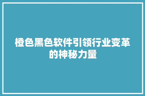 橙色黑色软件引领行业变革的神秘力量