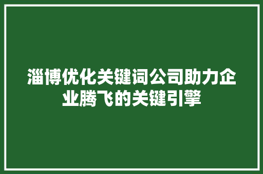 淄博优化关键词公司助力企业腾飞的关键引擎