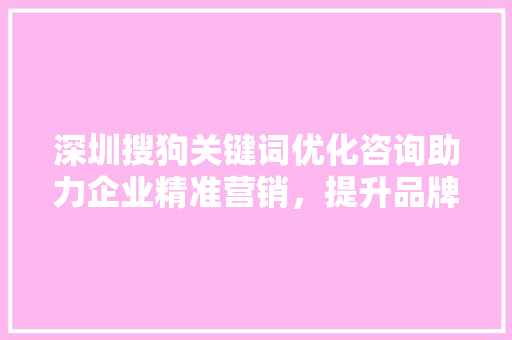 深圳搜狗关键词优化咨询助力企业精准营销，提升品牌影响力