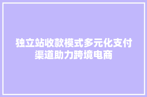 独立站收款模式多元化支付渠道助力跨境电商
