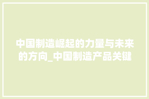 中国制造崛起的力量与未来的方向_中国制造产品关键词优化