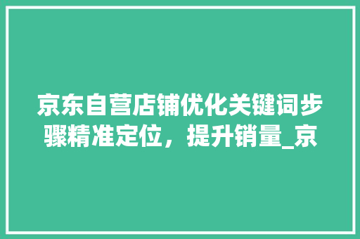 京东自营店铺优化关键词步骤精准定位，提升销量_京东自营店铺优化关键词