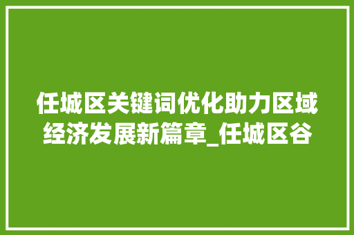 任城区关键词优化助力区域经济发展新篇章_任城区谷歌关键词优化