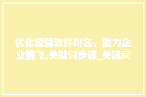 优化经营软件排名，助力企业腾飞,关键词步骤_关键词优化经营软件排名