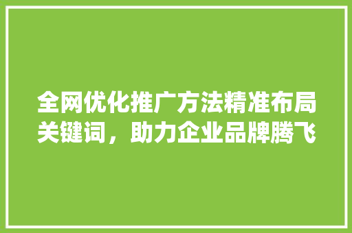 全网优化推广方法精准布局关键词，助力企业品牌腾飞_关键词全网优化推广方法