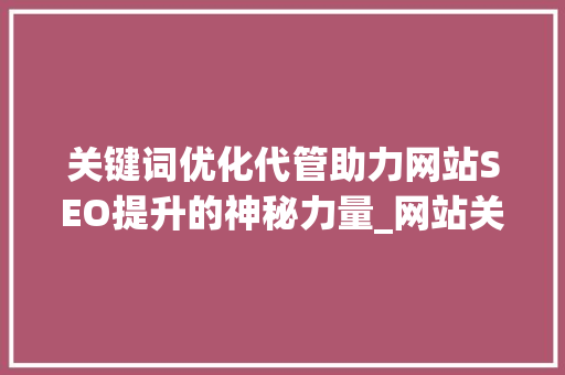 关键词优化代管助力网站SEO提升的神秘力量_网站关键词优化代管