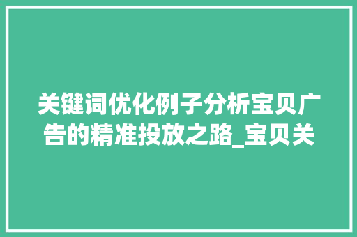 关键词优化例子分析宝贝广告的精准投放之路_宝贝关键词优化例子分析