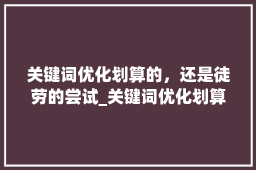 关键词优化划算的，还是徒劳的尝试_关键词优化划算吗