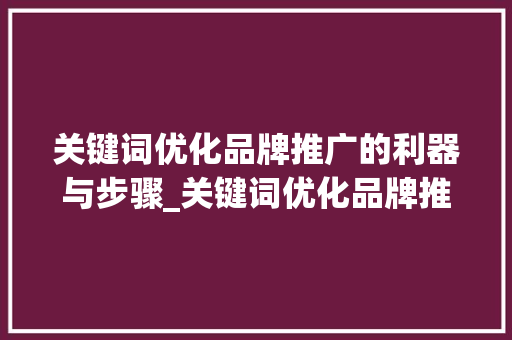 关键词优化品牌推广的利器与步骤_关键词优化品牌推广工具