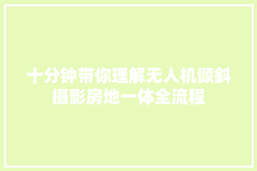 十分钟带你理解无人机倾斜摄影房地一体全流程