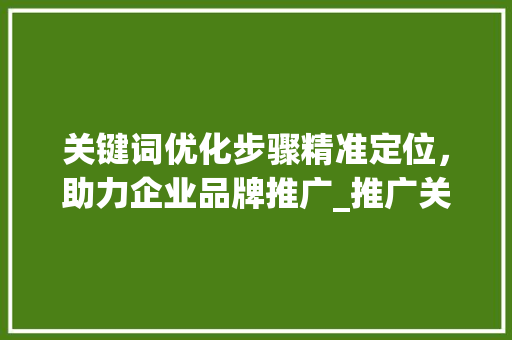 关键词优化步骤精准定位，助力企业品牌推广_推广关键词如何优化步骤