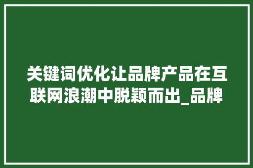 关键词优化让品牌产品在互联网浪潮中脱颖而出_品牌关键词如何优化产品