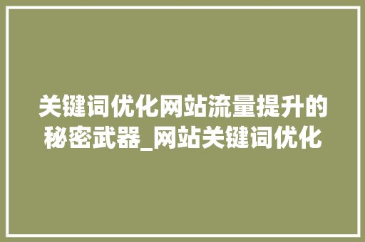 关键词优化网站流量提升的秘密武器_网站关键词优化获客