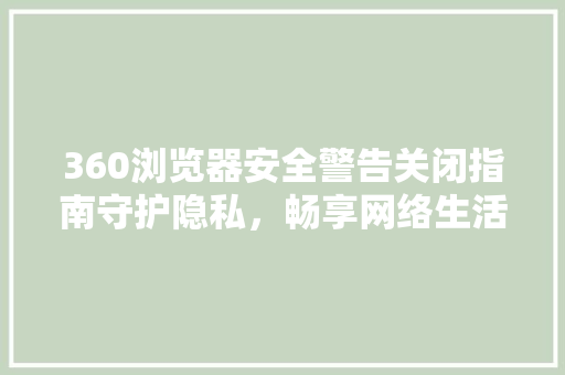 360浏览器安全警告关闭指南守护隐私，畅享网络生活