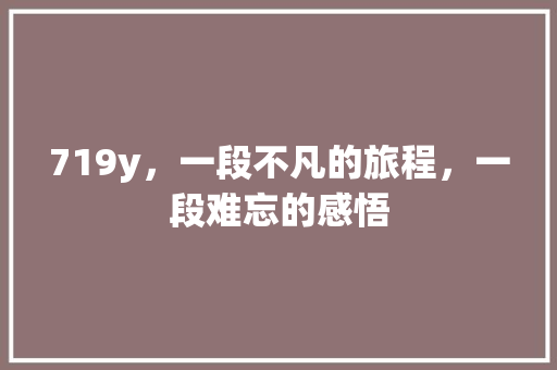 719y，一段不凡的旅程，一段难忘的感悟