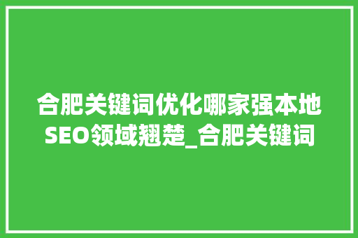 合肥关键词优化哪家强本地SEO领域翘楚_合肥关键词优化哪家强