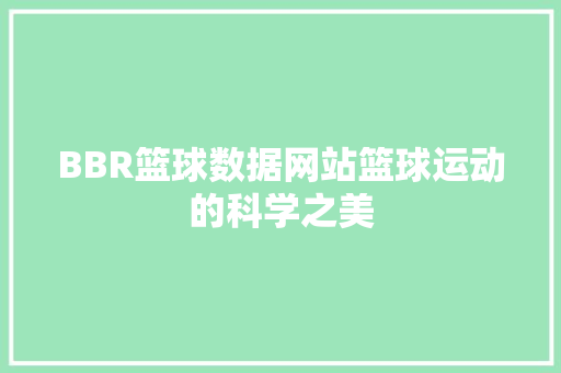 BBR篮球数据网站篮球运动的科学之美