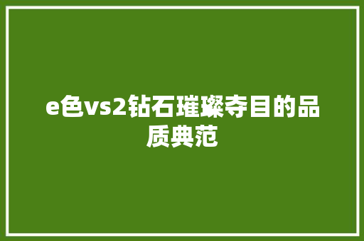e色vs2钻石璀璨夺目的品质典范