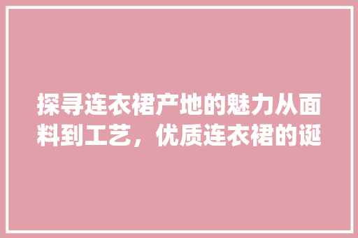探寻连衣裙产地的魅力从面料到工艺，优质连衣裙的诞生地_连衣裙产地关键词优化