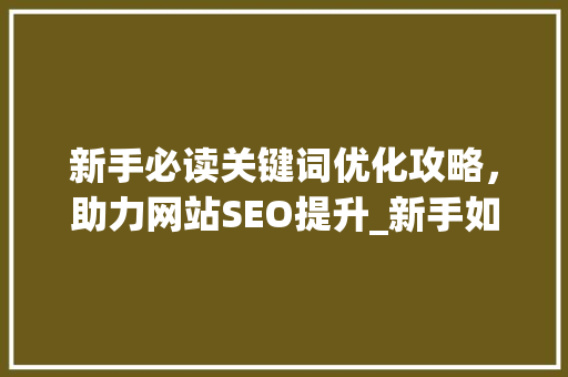 新手必读关键词优化攻略，助力网站SEO提升_新手如何优化关键词
