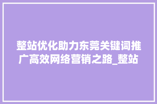 整站优化助力东莞关键词推广高效网络营销之路_整站优化东莞关键词推广